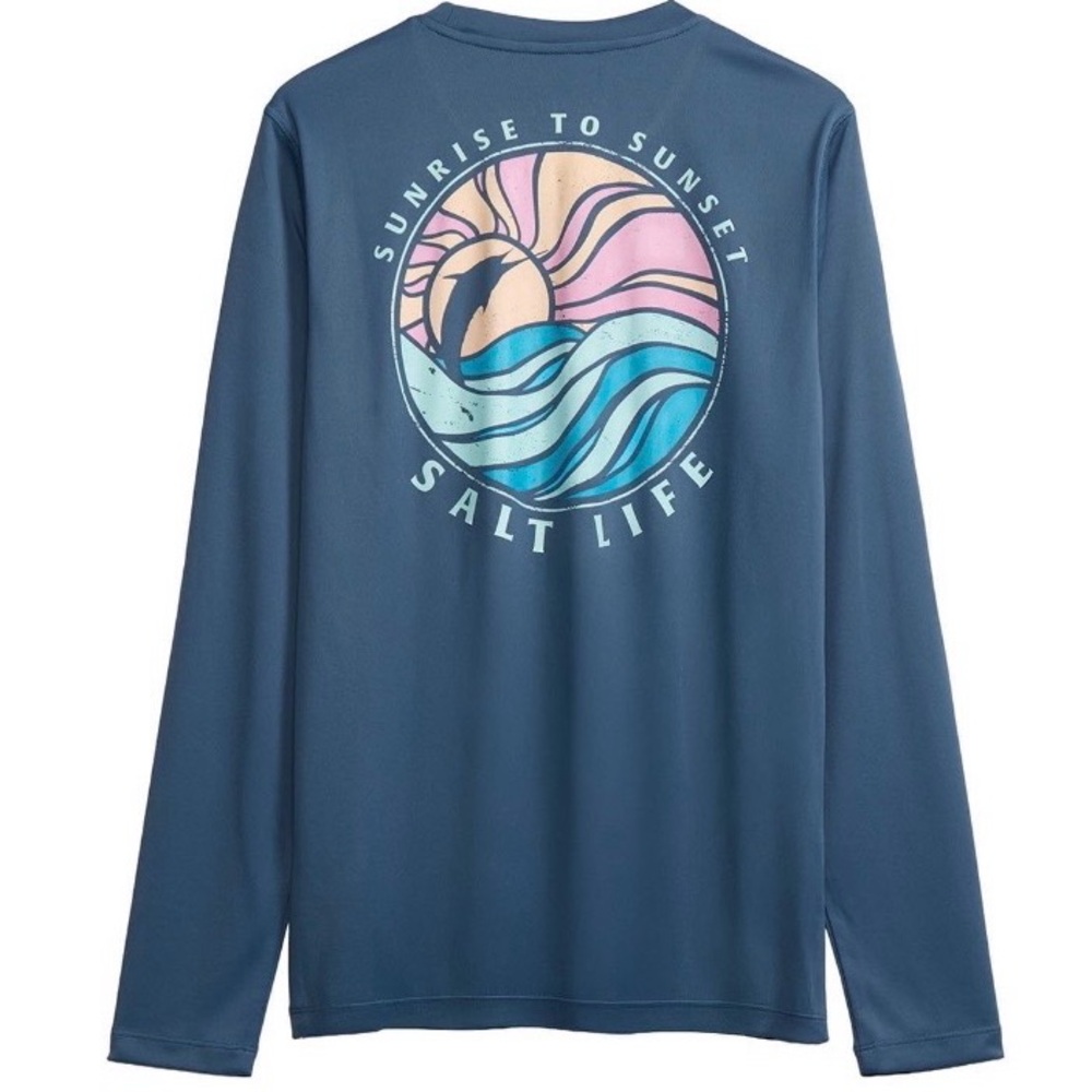 Salt Life Women's Navy Long-Sleeve Graphic Performance Tee-UV NEW SIZE XL - Picture 3 of 3